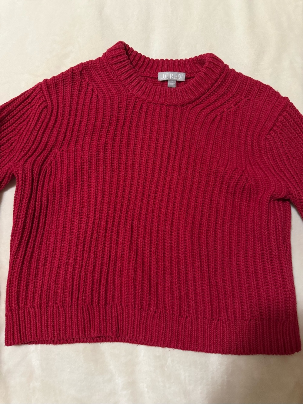 J.Crew Red Ribbed Cotton Sweater